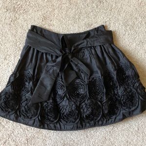 Black Shinny Floral Skirt